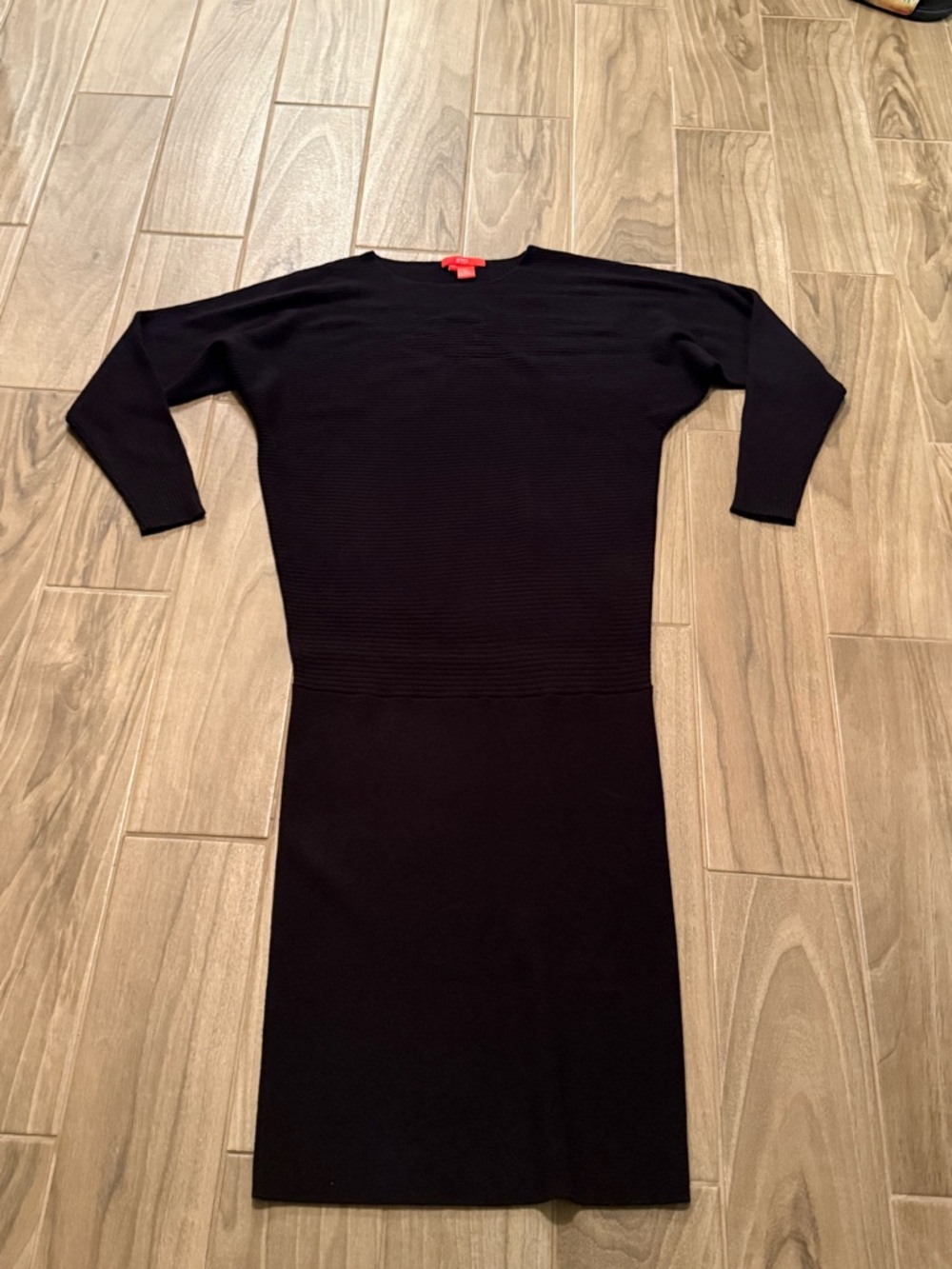 TC Black Long-Sleeve Knit Midi Dress